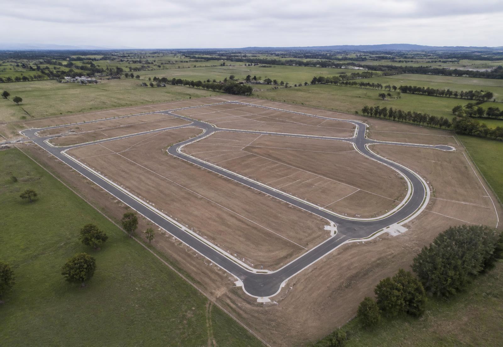 Aerial view of a new residential land estate in regional Australia
